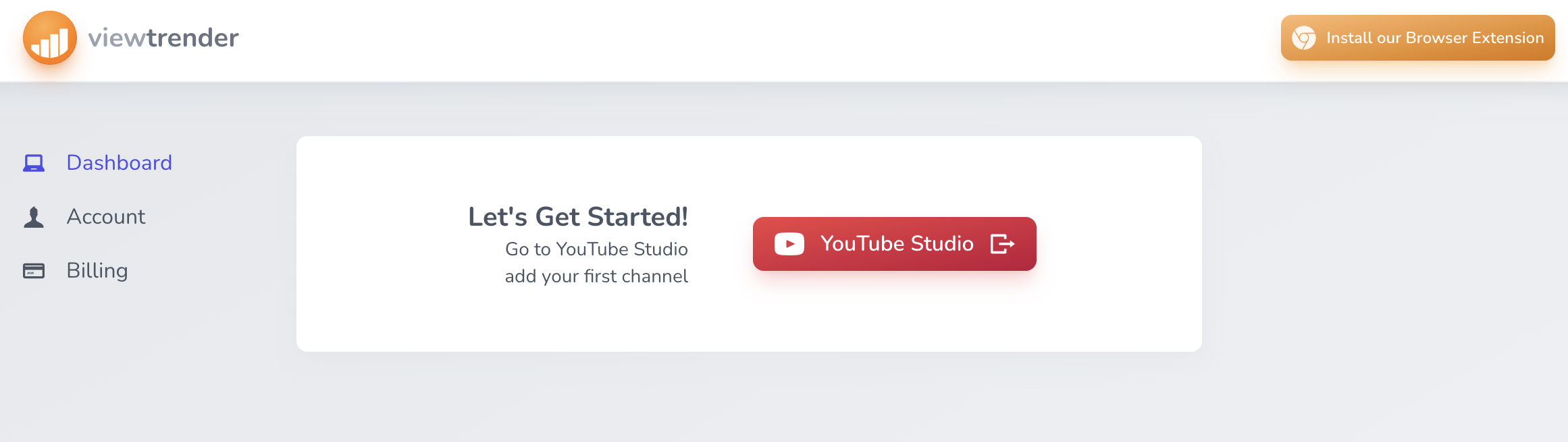 Viewtrender account dashboard, add a channel